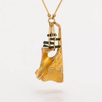 Björn Weckström, a 14K gold and tourmaliner necklace "Semiramis". Lapponia 1973.