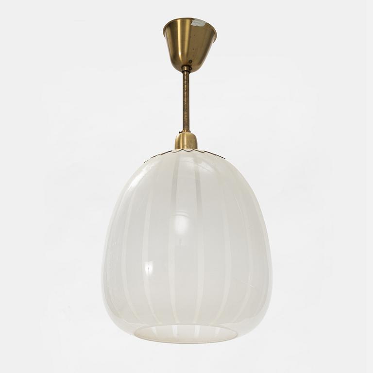 A Swedish Modern brass and glass ASEA ceiling lamp, 1940's/50's.