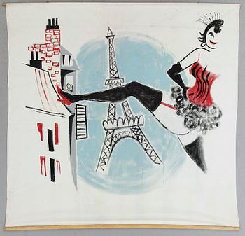 TEATERKULISS, målad på duk, dubbelsidig, 1900-talets mitt.