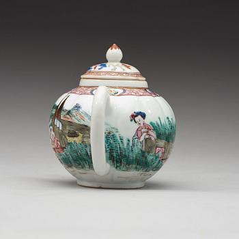 A famille rose teapot with cover, Qing dynasty, 18th Century.