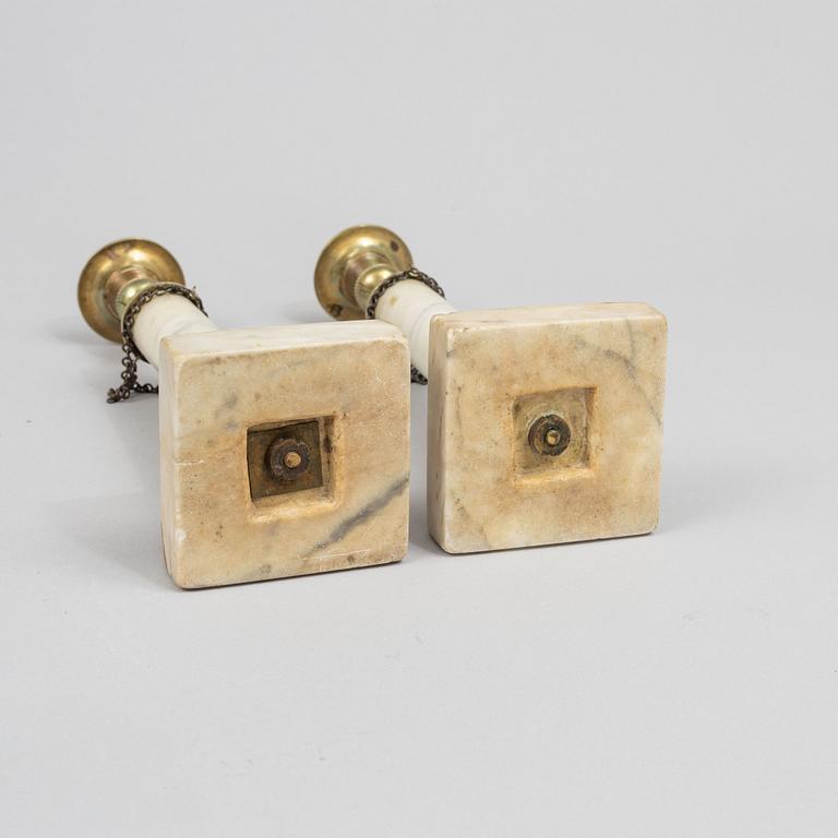 A pair of Gustavian style candle sticks, Sweden, second half of the 19th century.