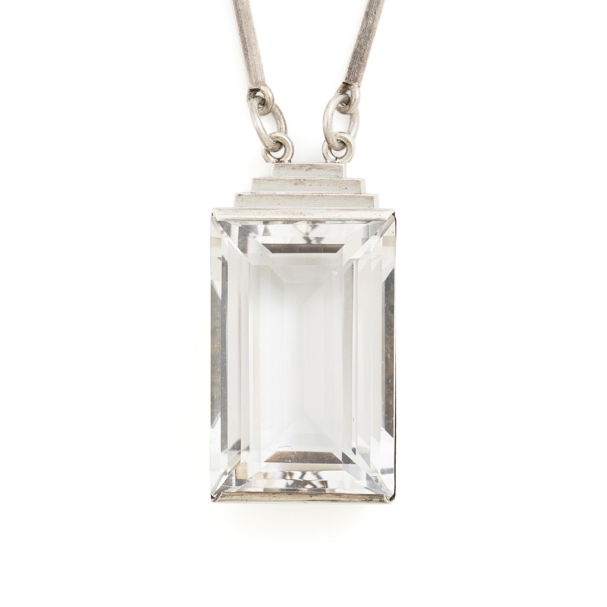 Wiwen Nilsson, a necklace, silver with rock crystal, Lund 1942.