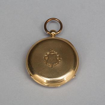 FICKUR, guld 18K, Schweiz, Linderoth Stockholm omkring 1890. Totalvikt 69 gram.