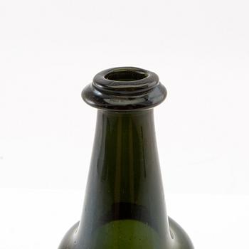 A green glass bottle flask, Henrikstorp, Sweden, 18th century.