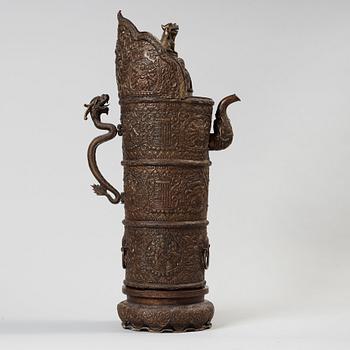 A Ceremonial ewer 'Duomuhu' with cover, Tibet 19th century.