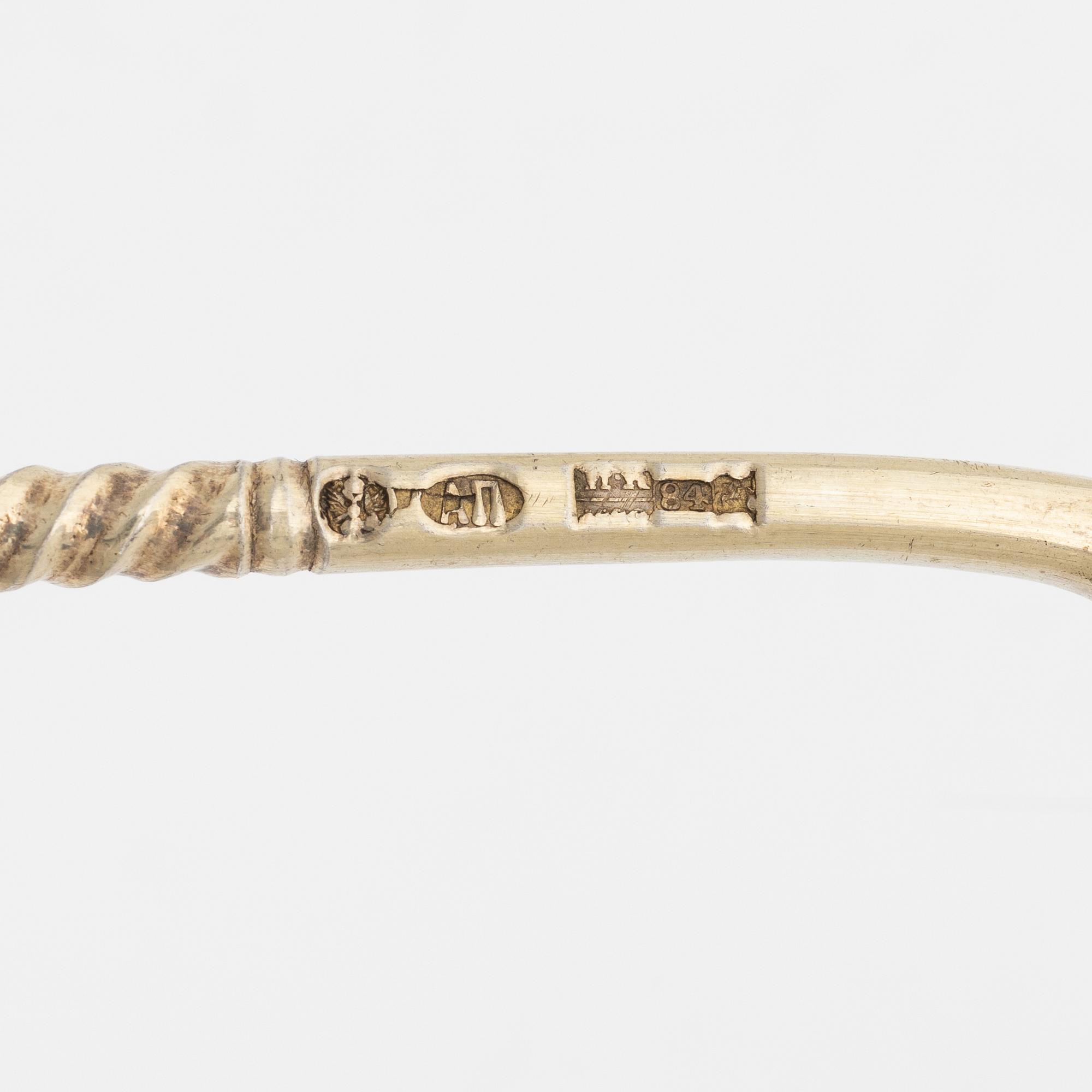 A Russian silver spoon, marks of Andrei Pastnikov (1868-1898), Moscow.