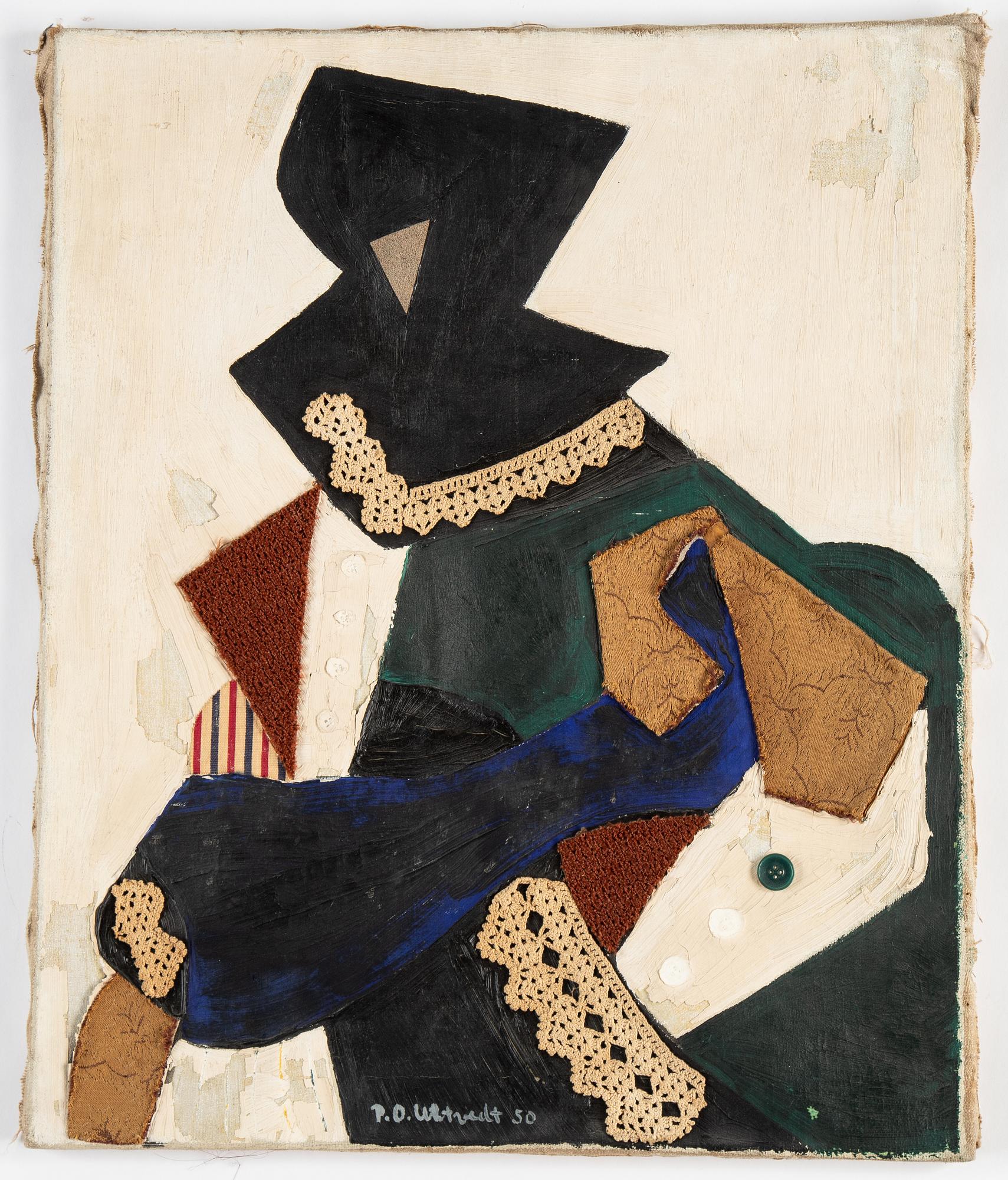 Per Olof Ultvedt, oil and collage on canvas, signed and dated -50.