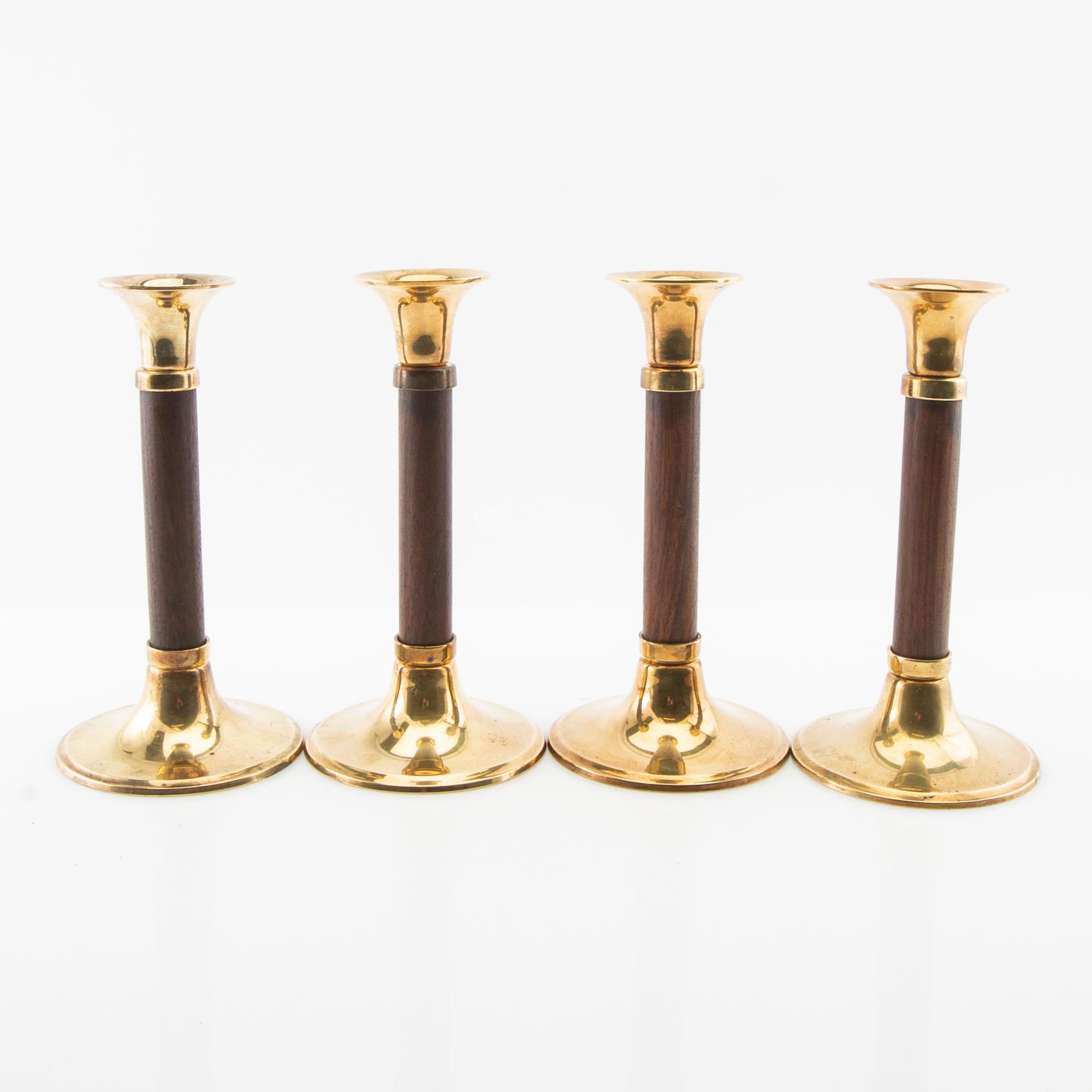 Candle holders 4 pcs, Grillby Brass second half of the 20th century.