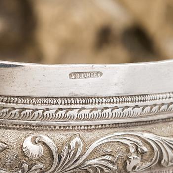 A repoussé silver bowl, first half of the 20th century, marked in Helsinki by Tillander.