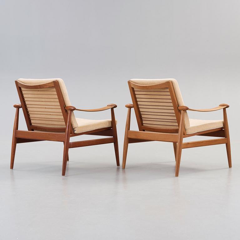 Finn Juhl, a pair of teak easy chairs, France & Son, Denmark 1950's-60's.