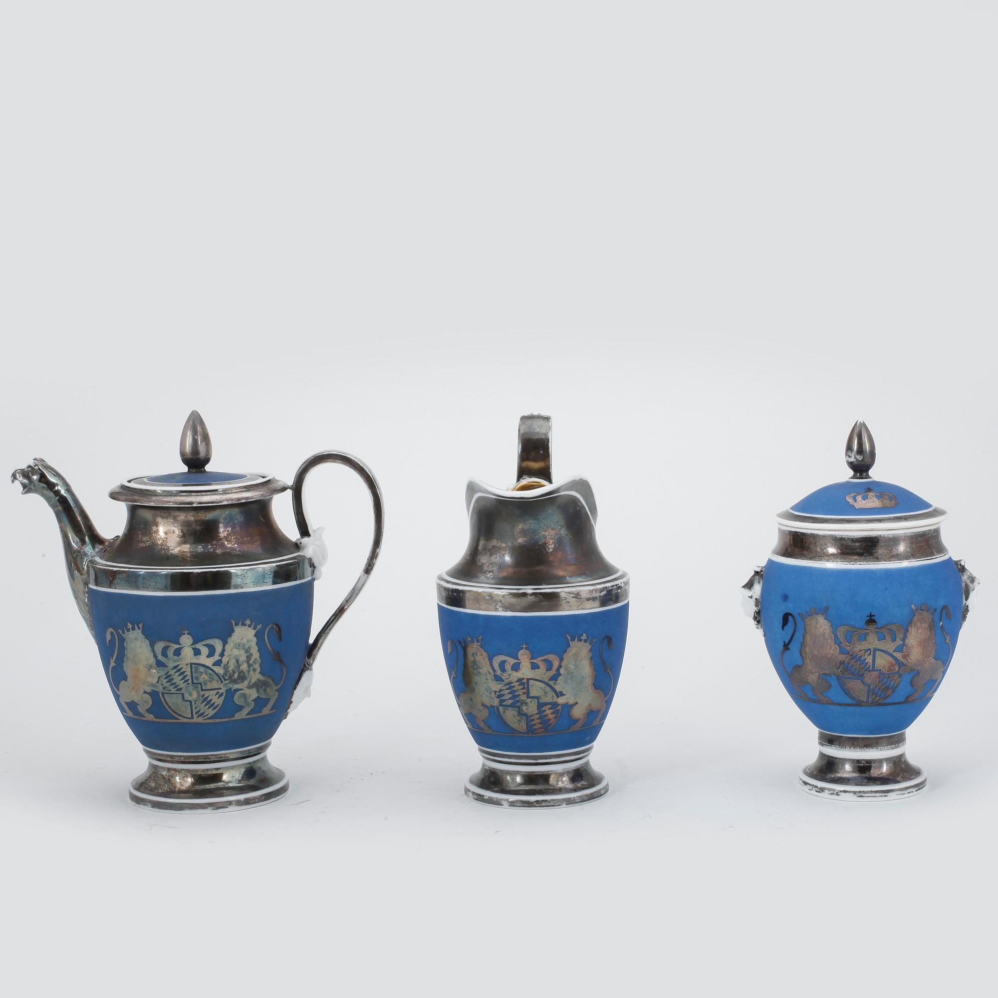 TETE-A-TETE, 5 delar, porslin, Frankrike, 1800-tal.