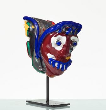 BENGT LINDSTRÖM, skulptur, "Janus", Berengo, Murano, Italien, 1980-tal, prototyp.