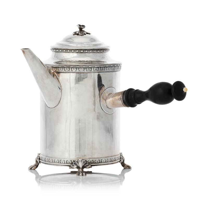 Pehr Zethelius, kaffekanna, silver, Stockholm 1792. Gustaviansk.
