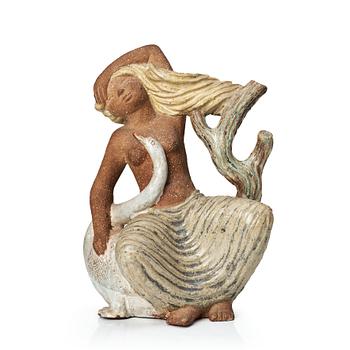 61. Stig Lindberg, a stoneware sculpture of 'Leda and the Swan', Gustavsberg studio, Sweden 1940's.