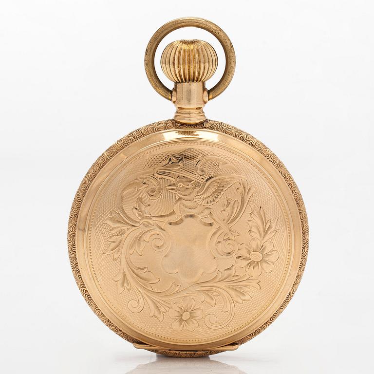 Waltham, pocket watch, hunter, 56.5 mm.