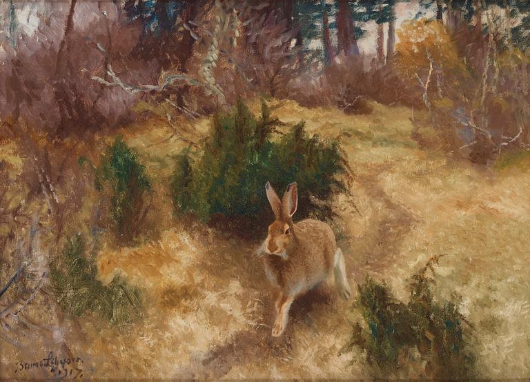 Bruno Liljefors, Hare in an autumn landscape.
