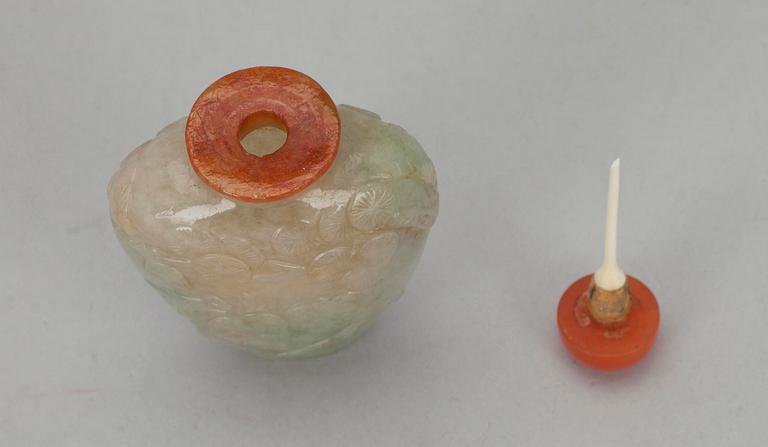 SNUSFLASKA, nefrit Qing dynastin, Kina.