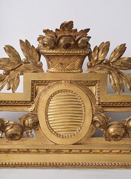 A Gustavian giltwood mirror, Stockholm, late 18th century.