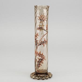 EMILE GALLÉ, an 1880/90's signed enameled glas vase.