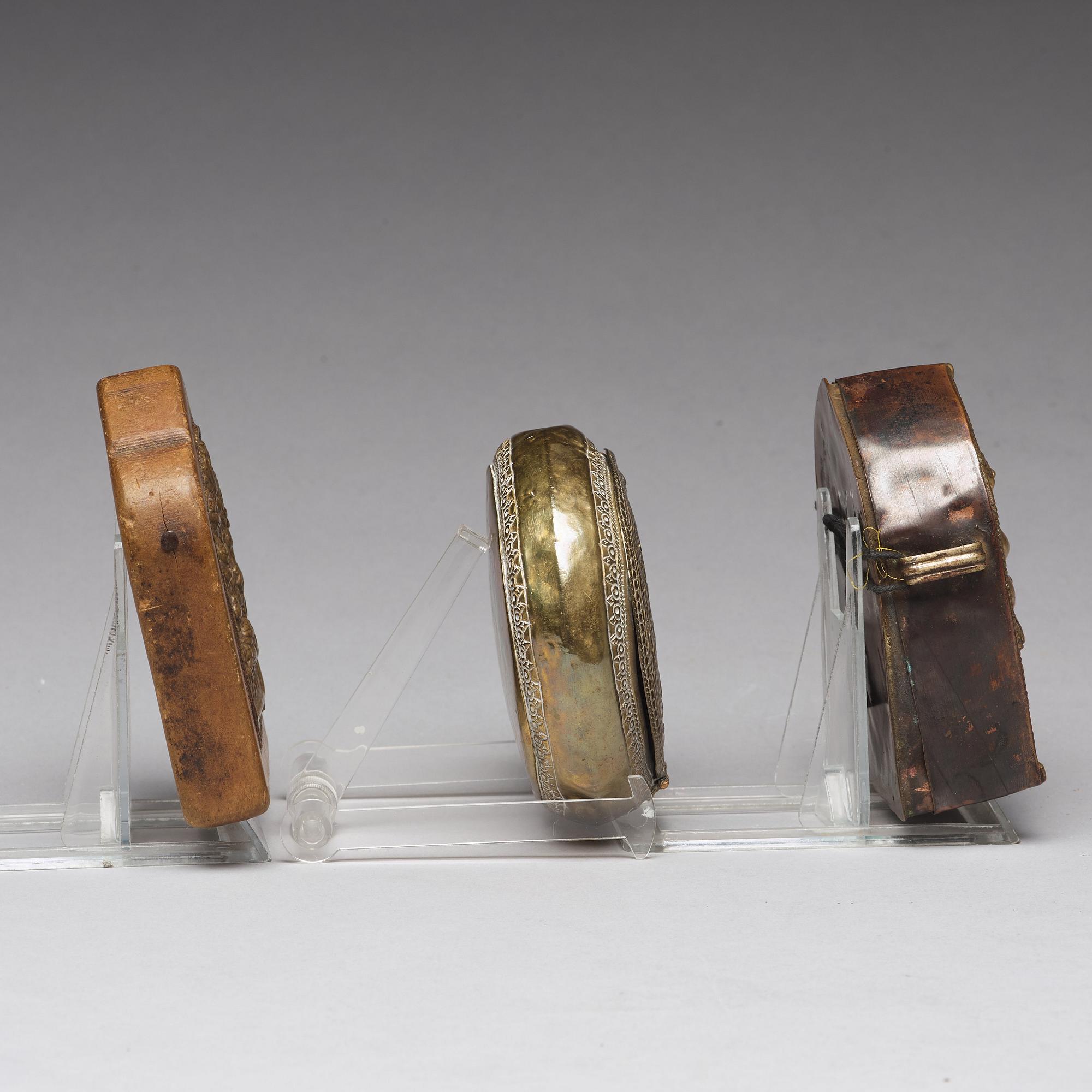 Two Tibetan travel shrines and a box with cover, 19th Century or later.