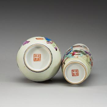 Two famille rose vases, Republic, first half of 20th Century.