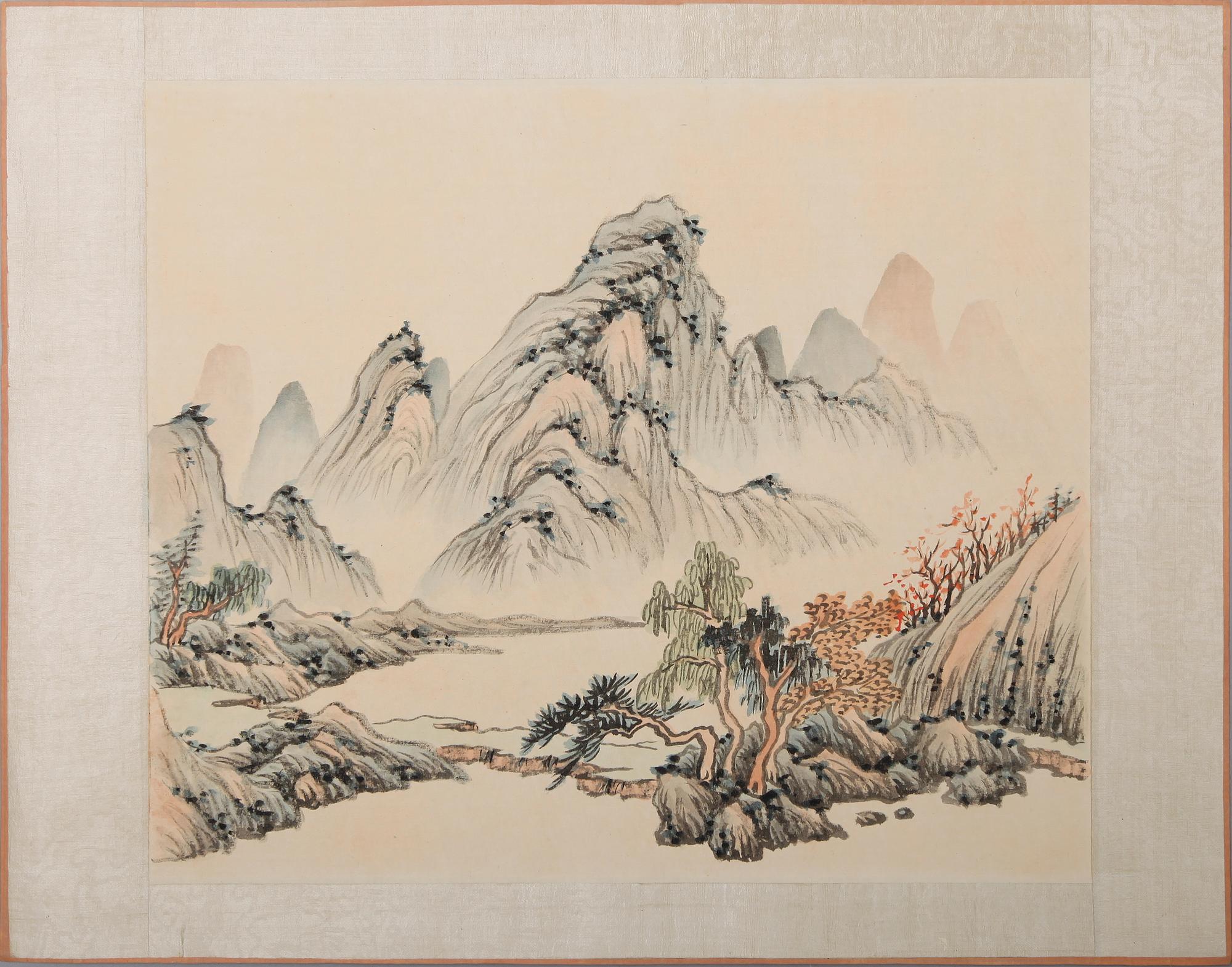 OKÄND KONSTNÄR, mapp med 10 st, gouacher, Japan/Kina, 1900-talets första hälft.