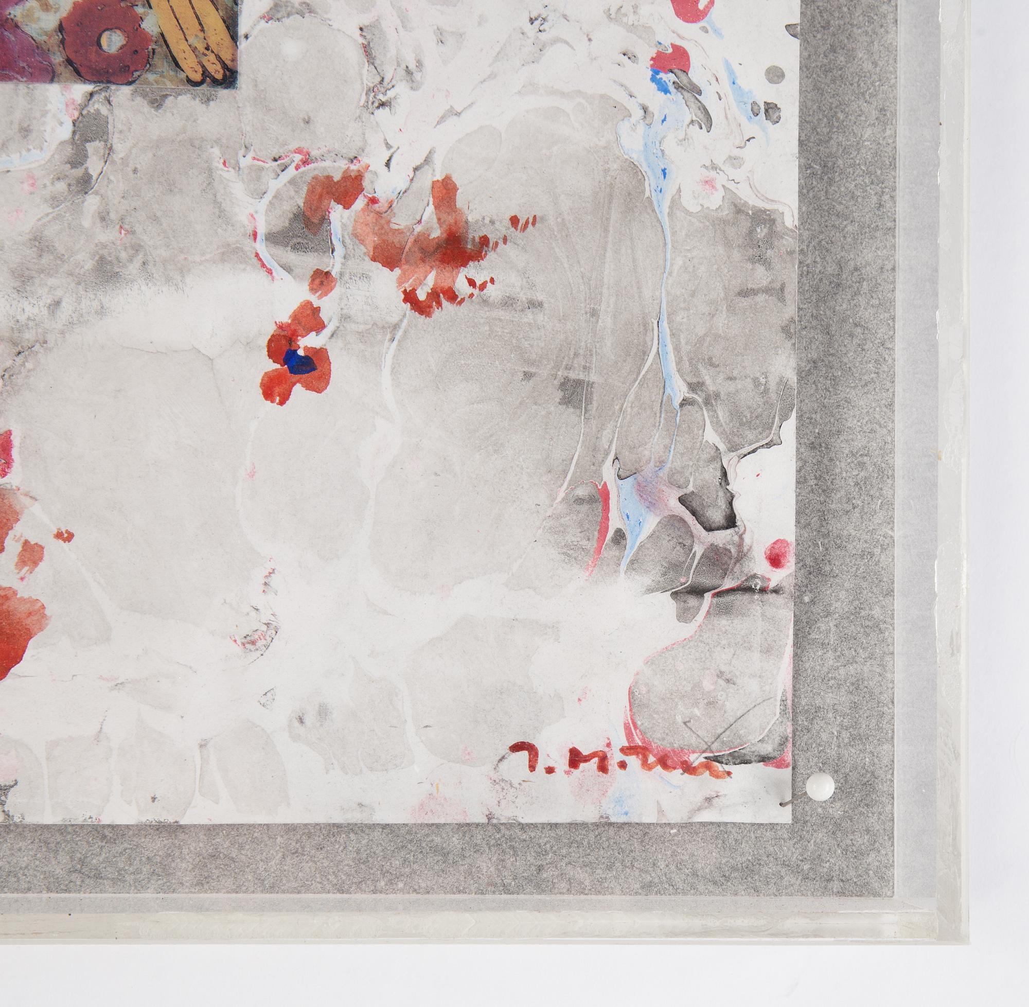 Ingegerd Möller, mixed media and collage in plexi. Signed.