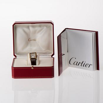 WRISTWATCH, Cartier Tank, 18K gold. Original box. 1990-tal.