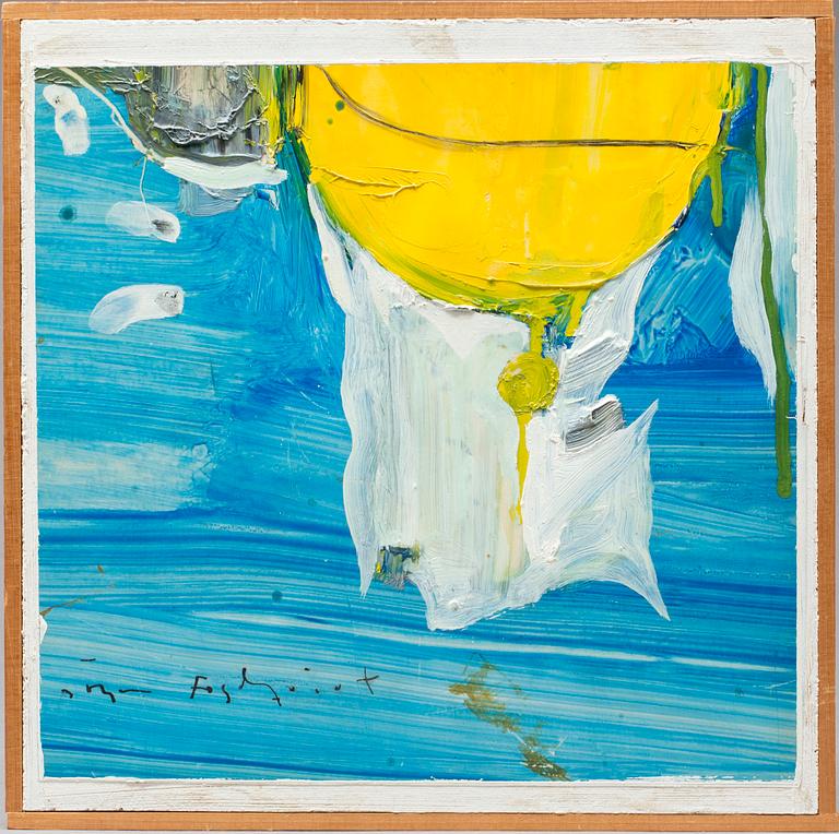 JÖRGEN FOGELQUIST, olja på pannå, signerad.