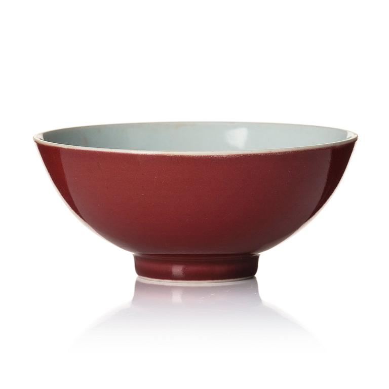 An copper-red glazed bowl, Qing dynasty, Yongzheng mark and of the period (1723-35).