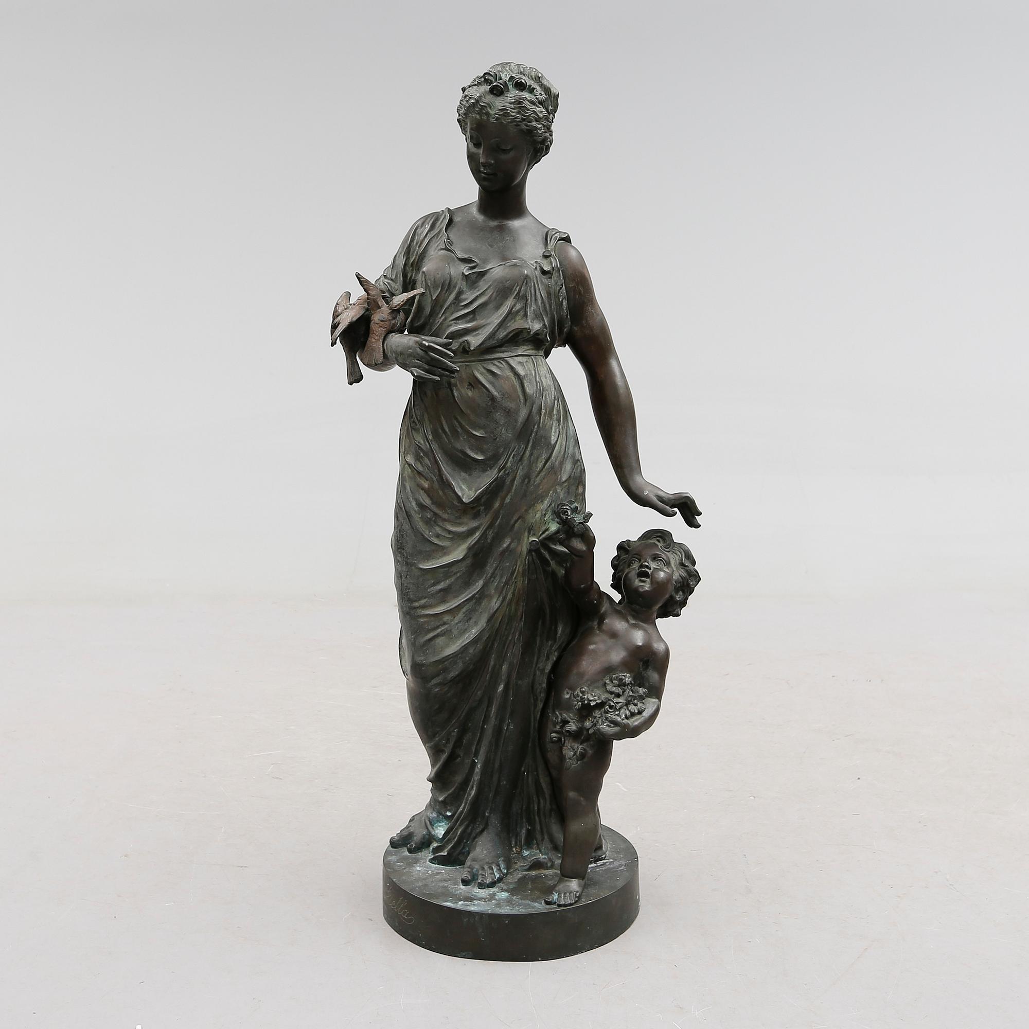 SKULPTUR, brons, "Stella", omkring år 1900.