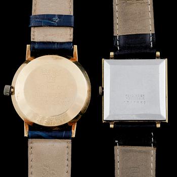 HERRARMBANDSUR, 2 st, Certina 18k guld Fleurier doublé.