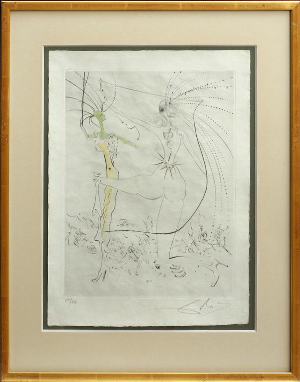 SALVADOR DALÍ, handkolorerad torrnål, sign och numr 58/145.