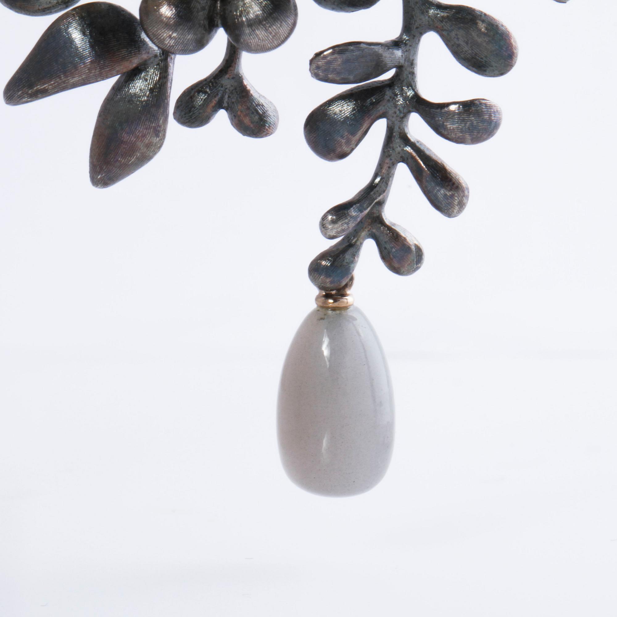 A moonstone and brilliant cut diamond necklace by Ole Lynggaard.