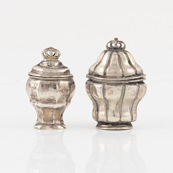 Two Swedish Silver Rococo Snuff Boxes, late 18th Century.