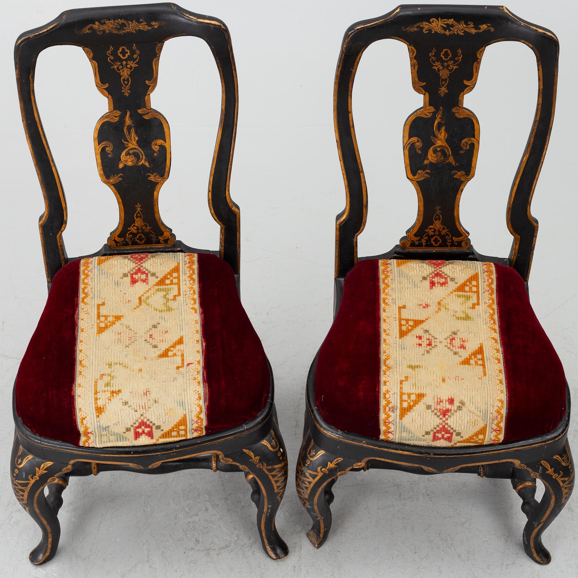 Stolar ett par, senbarock, 1700-tal.