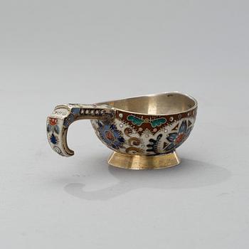 A KOVSH, silver and enamel,  Feodor Rückert, Moscow, Russia 1908-1917.