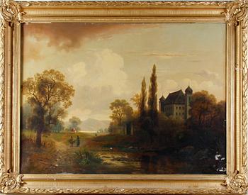 OKÄND KONSTNÄR. Olja på duk. 1800-tal. Otydl sign.