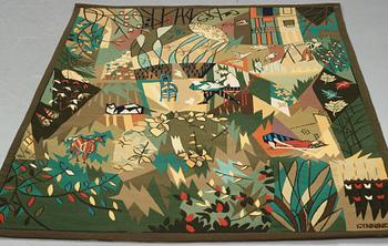 Lars Gynning, A Tapestry, "My Garden", flat weave, ca 193,5-195 x 145-146,5 cm, signed GYNNING MTP.