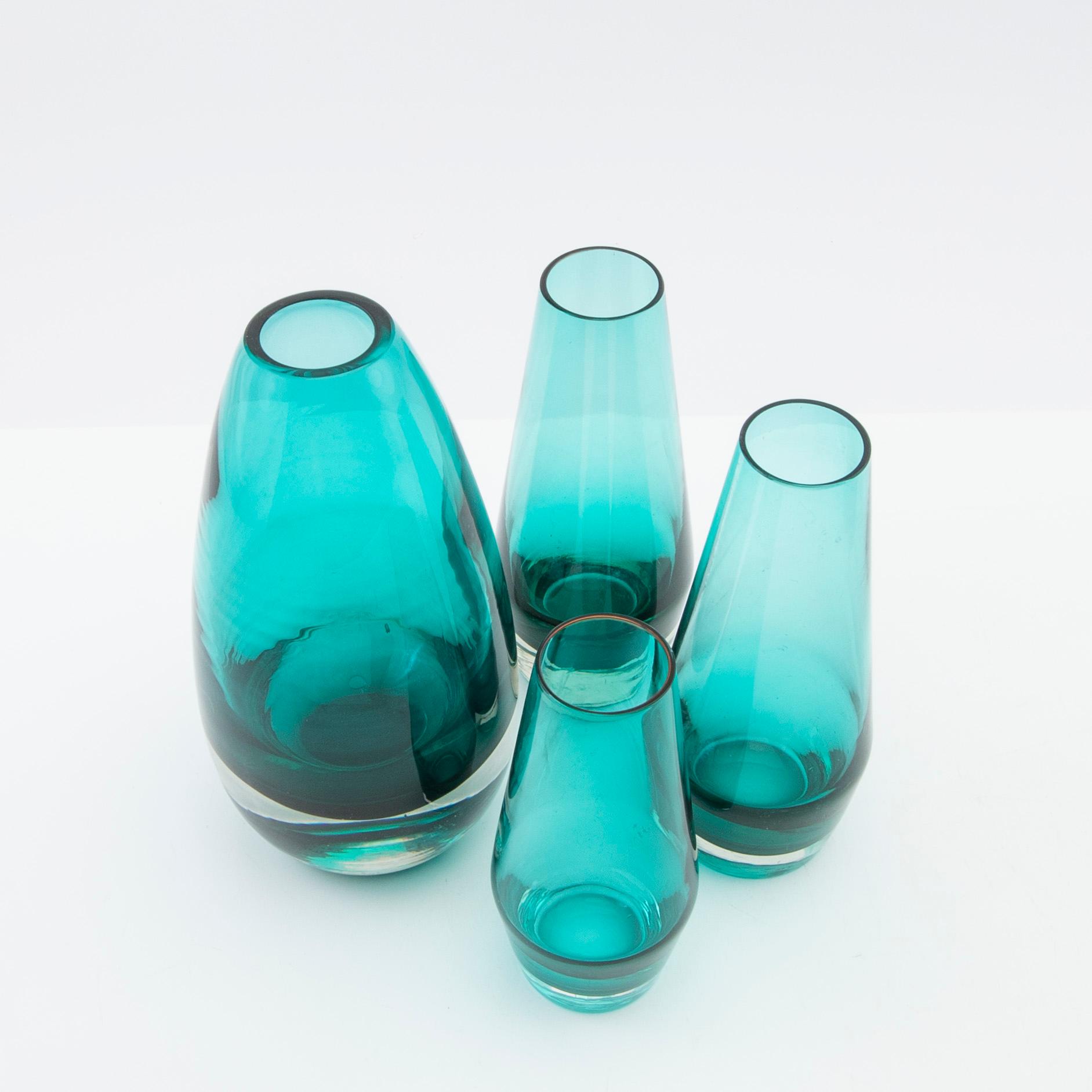 Tamara Aladin, vaser, 4 st, glas, Riihimäen Lasi, Finland,  1960/70-tal.