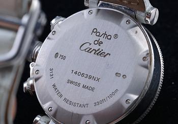 NAISTEN RANNEKELLO, Cartier Pasha seatimer lady 37 mm. 18K kultaa, briljanttihiottuja timantteja n. 1.95 ct.