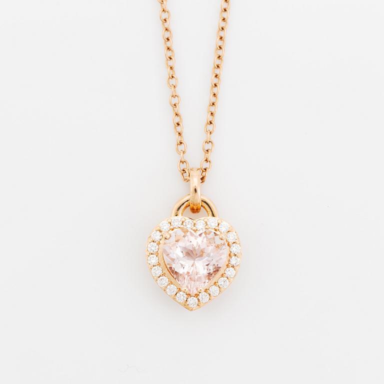 Collier med hjärtformad morganit och briljantslipade diamanter.