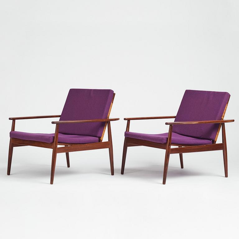 Hans Olsen, a pair of model '519' easy chairs, Juul Kristensen, Denmark, 1950's.