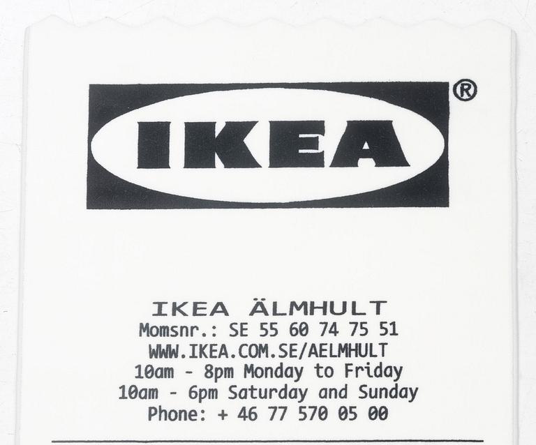 Virgil Abloh, a carpet,  'kvitto' ('Receipt'), IKEA x Virgil Abloh, the 'MARKERAD' collection, c 200 x 90 cm.