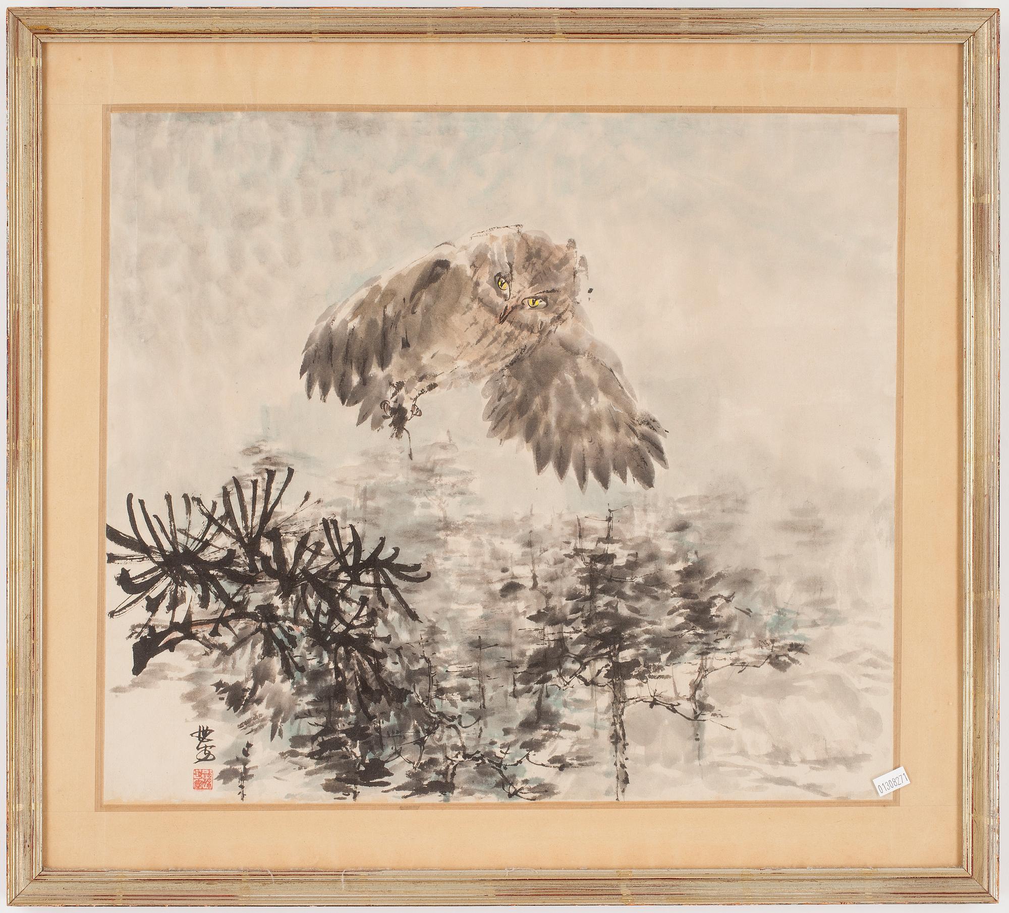 AKVARELL, Kina. Signerad.