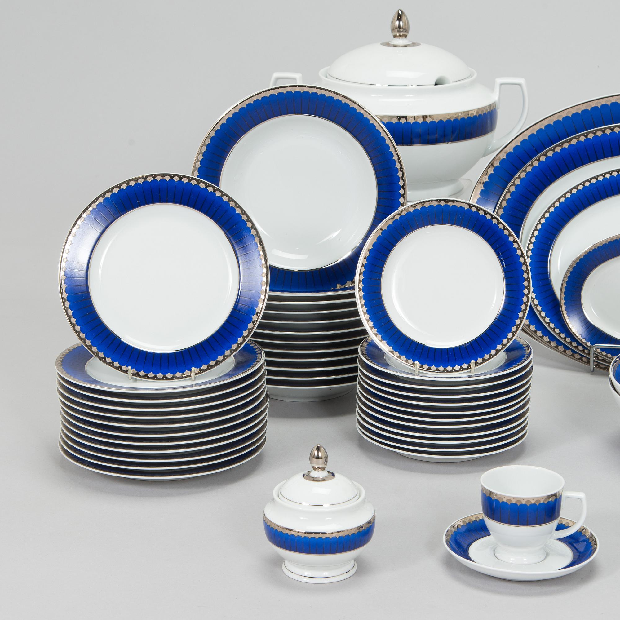 An 86-piece 'Marianne Royal Blue' porcelain dinner service, Christineholm, Millennium series 2000.