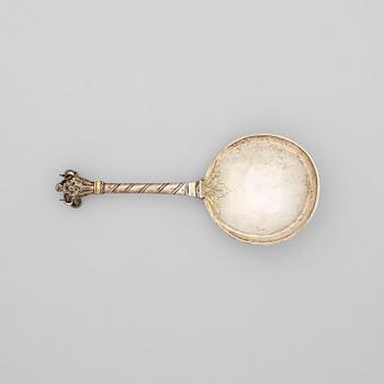 A Swedish 18th century parcel-gilt spoon, marks of Hans Ekeström d ä, Hälsningborg 1729.