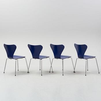 A set of four "Sjuan" chairs, Arne Jacobsen for Fritz Hansen, Denmark, 1989.