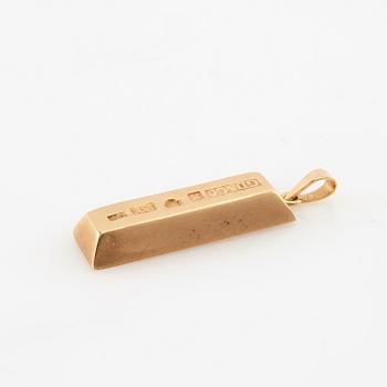 Pendant 18K gold in the form of a gold bar, G. Dahlgren & Co Malmö 1990.