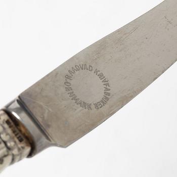 Georg Jensen, reseknivar, 4 st, silver, modell Konge/Acorn, Georg Jensen, Danmark.